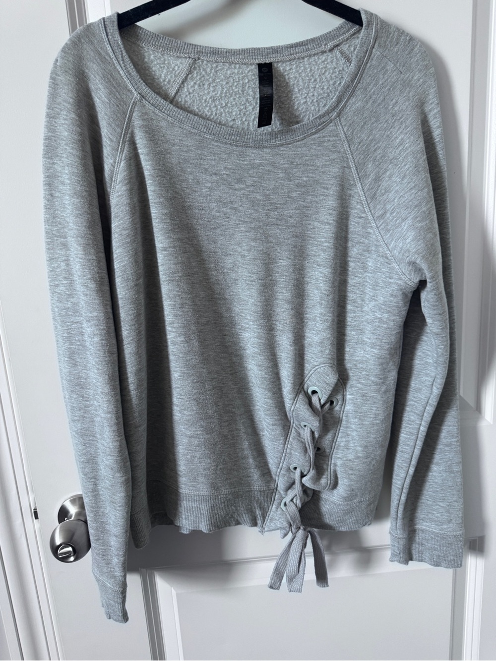 90 Degree Heather Gray Lace-Up Side Sweatshirt-Medium